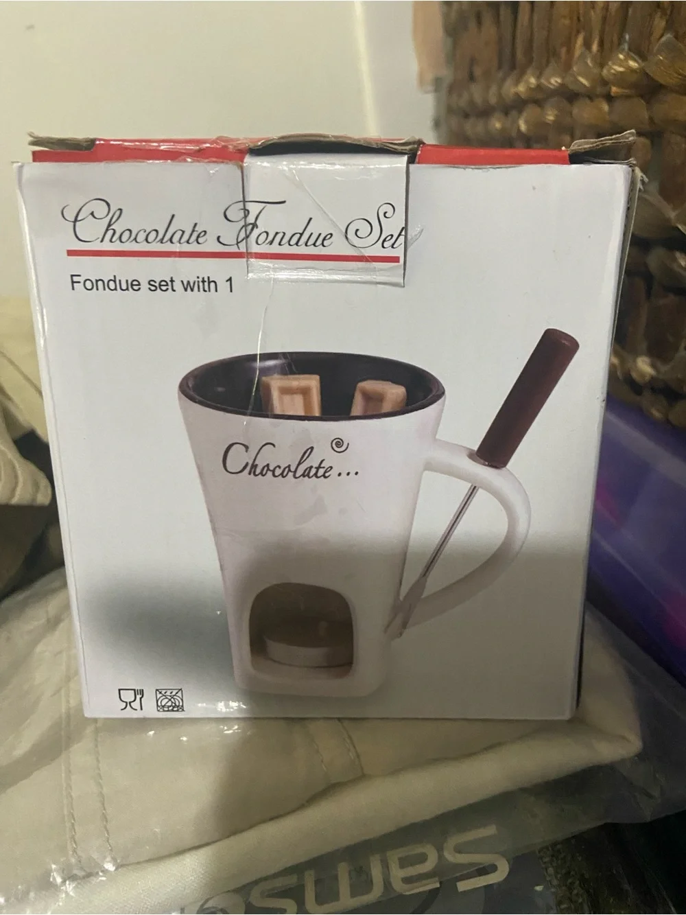 Chocolate Fondue Mug with Fork Chocolate Fondue Mug with Fork Brown